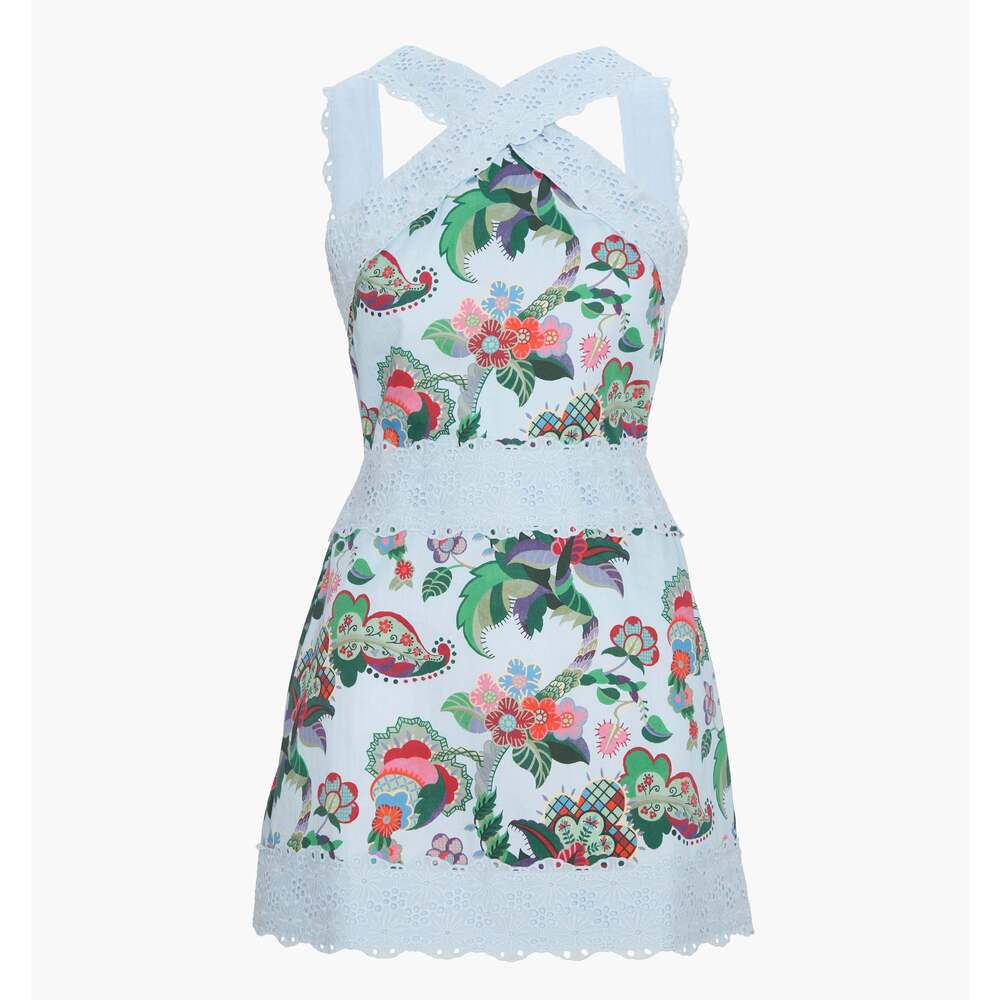 Hill House Home The Meagan Dress - Light Blue Jungle Floral Size S